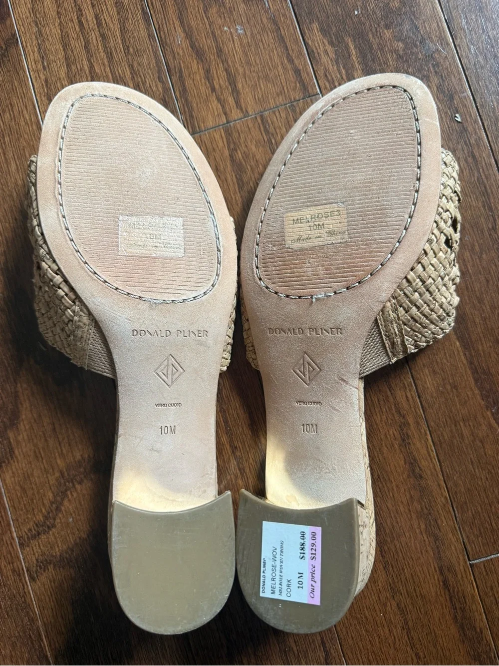 Donald J. Pliner Woven Cork Slide Mules - Natural Beige